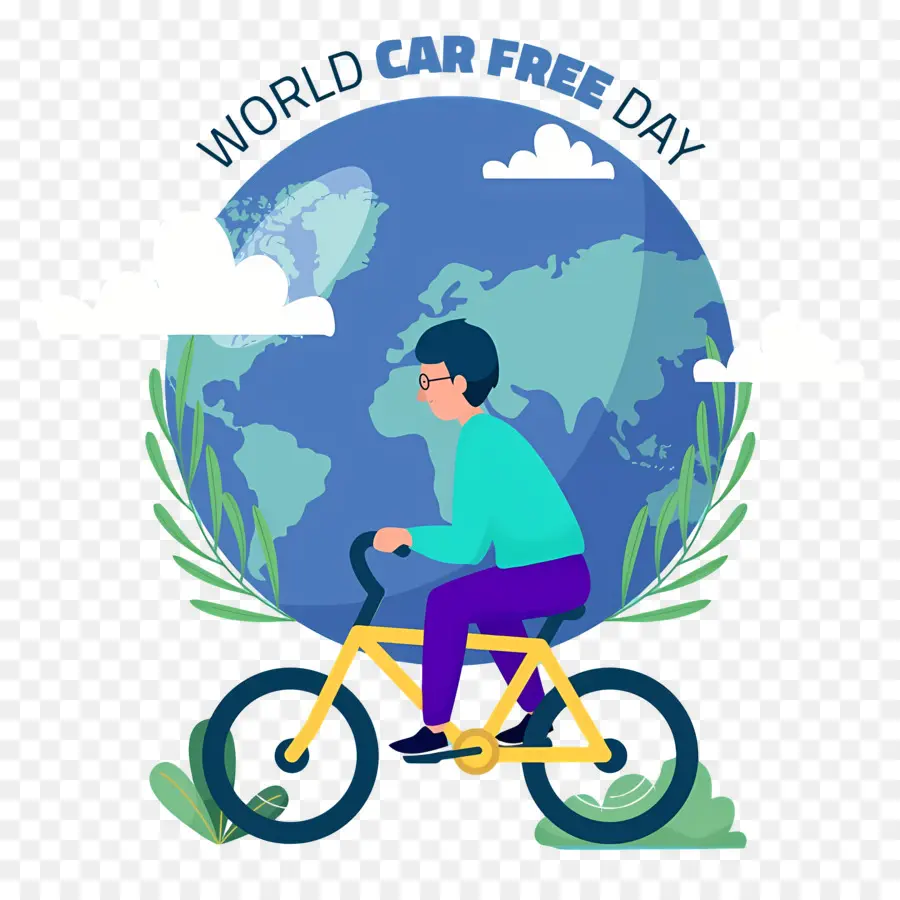 Día Mundial Sin Coches，Ciclista En El Día Mundial Sin Coches PNG