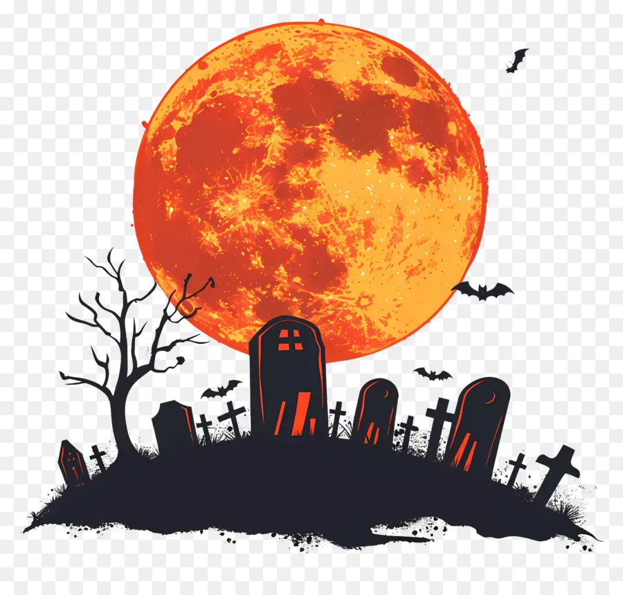 Luna Llena De Halloween，Cementerio PNG