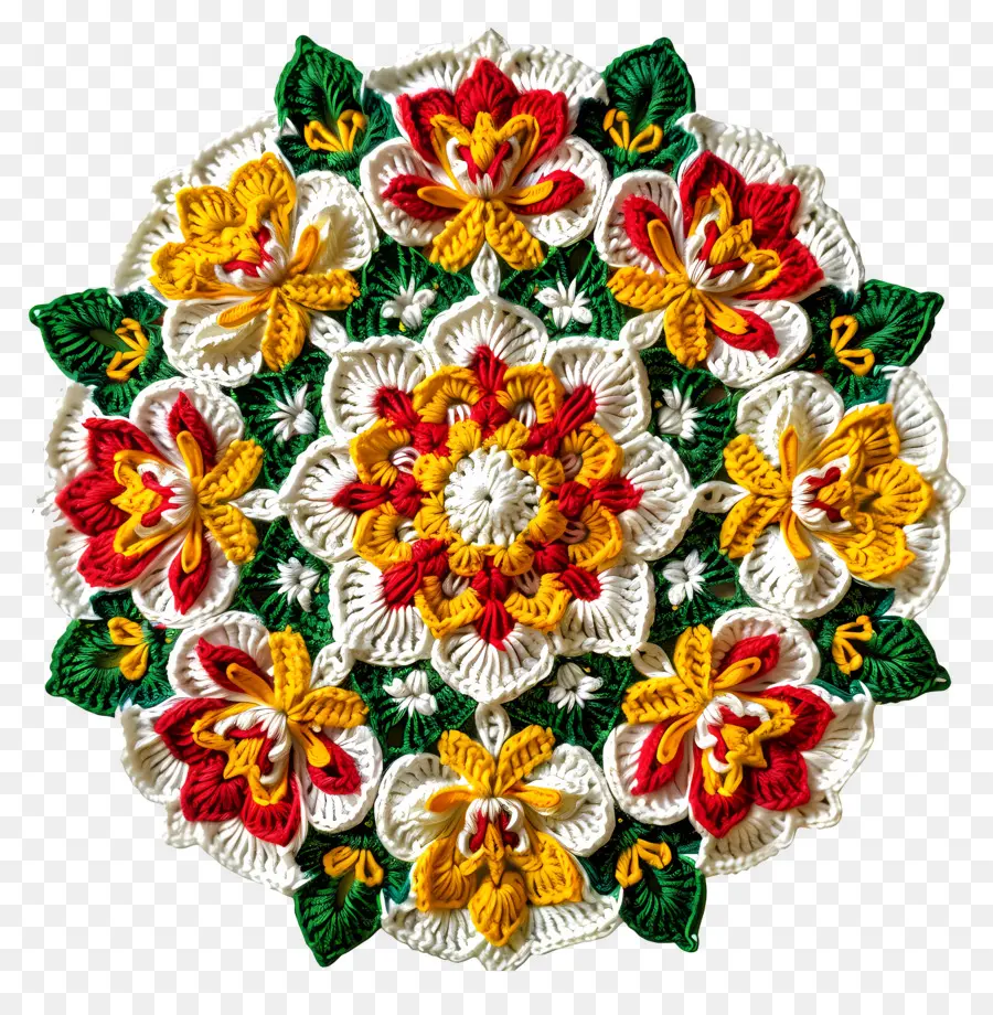 Mandala De Ganchillo，Flores De Ganchillo PNG