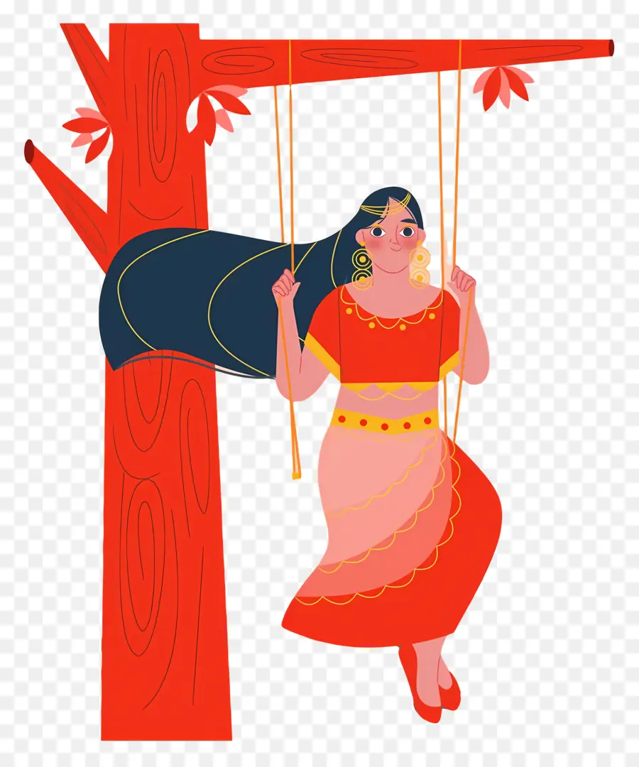 Hartalika Teej，Chica En Columpio PNG