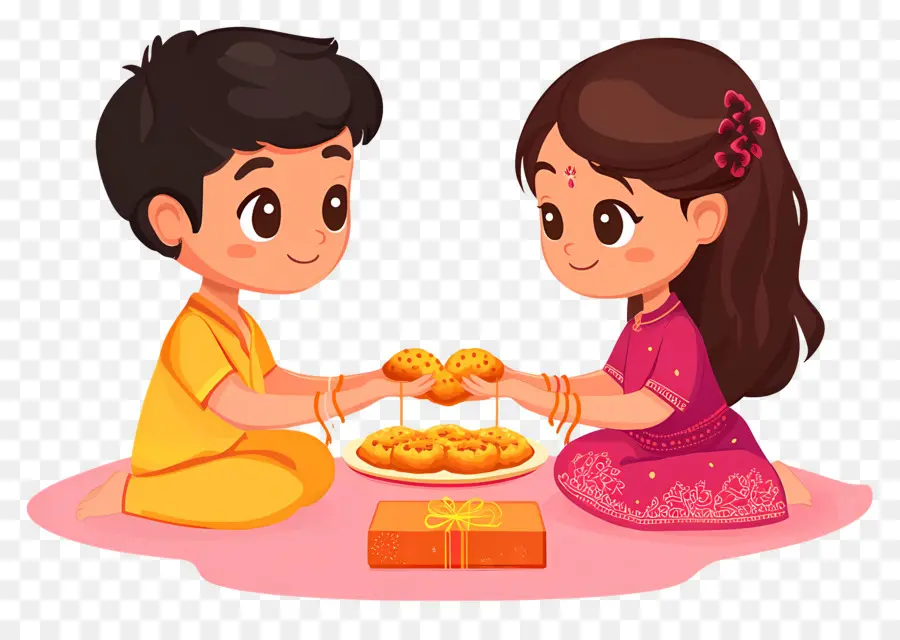 Feliz Raksha Bandhan，Niños Con Modak PNG