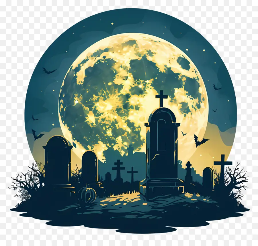 Luna Llena De Halloween，Cementerio PNG