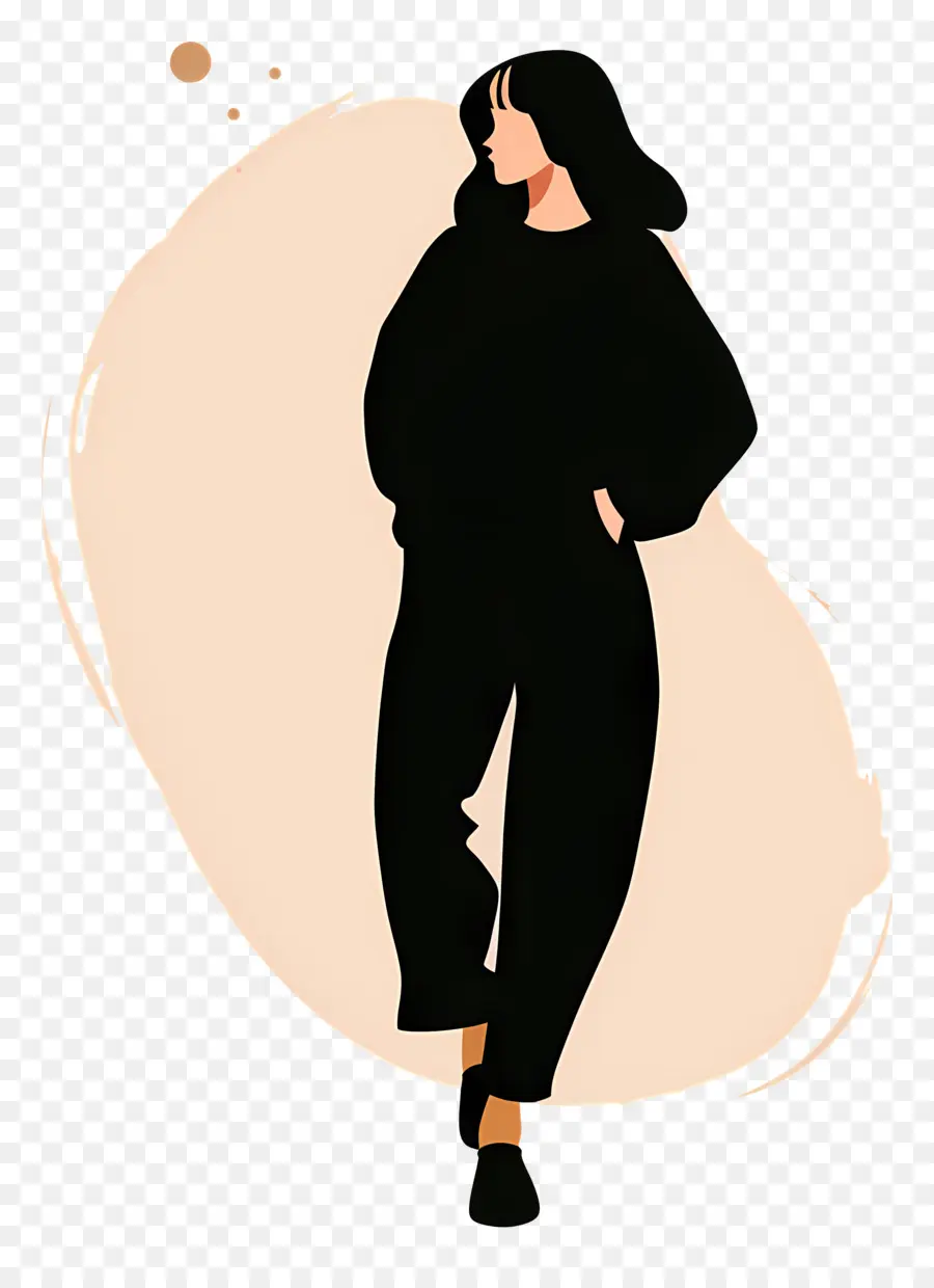 Mujer En Traje Negro，Moda PNG