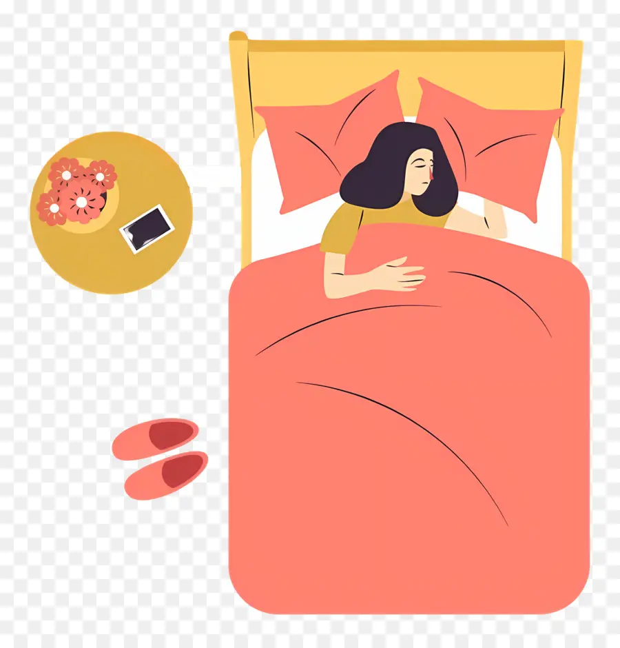 Vista Superior De La Cama，Mujer Dormida PNG