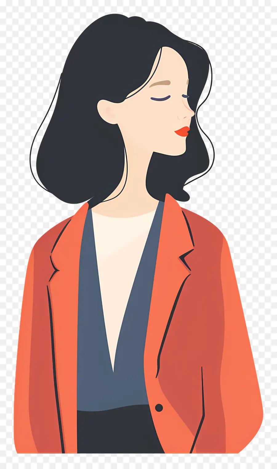 Mujer En Chaqueta，Ilustración De Mujer Con Estilo PNG