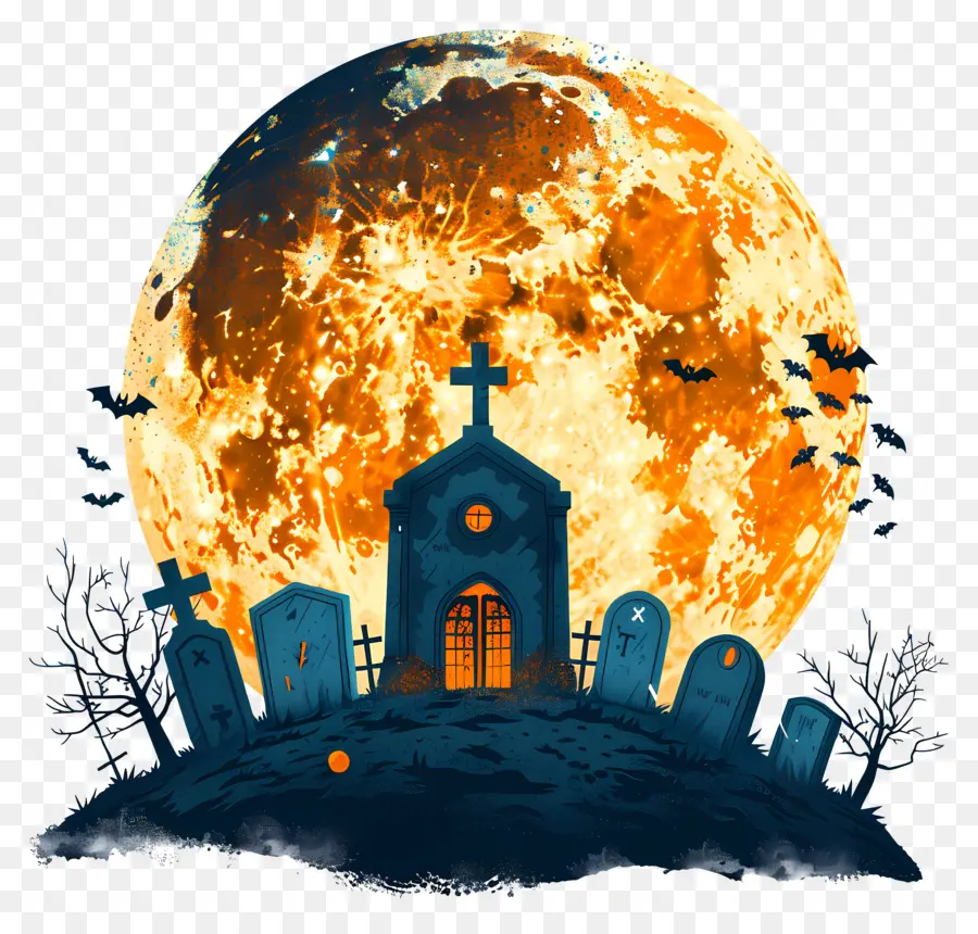 Luna Llena De Halloween，Cementerio PNG