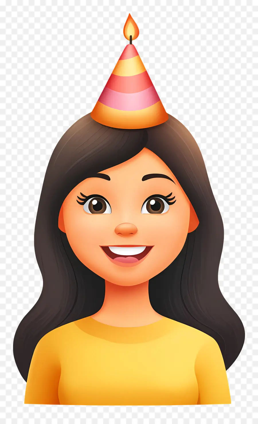 Cumpleaños Emoji，Chica Con Gorro De Fiesta PNG