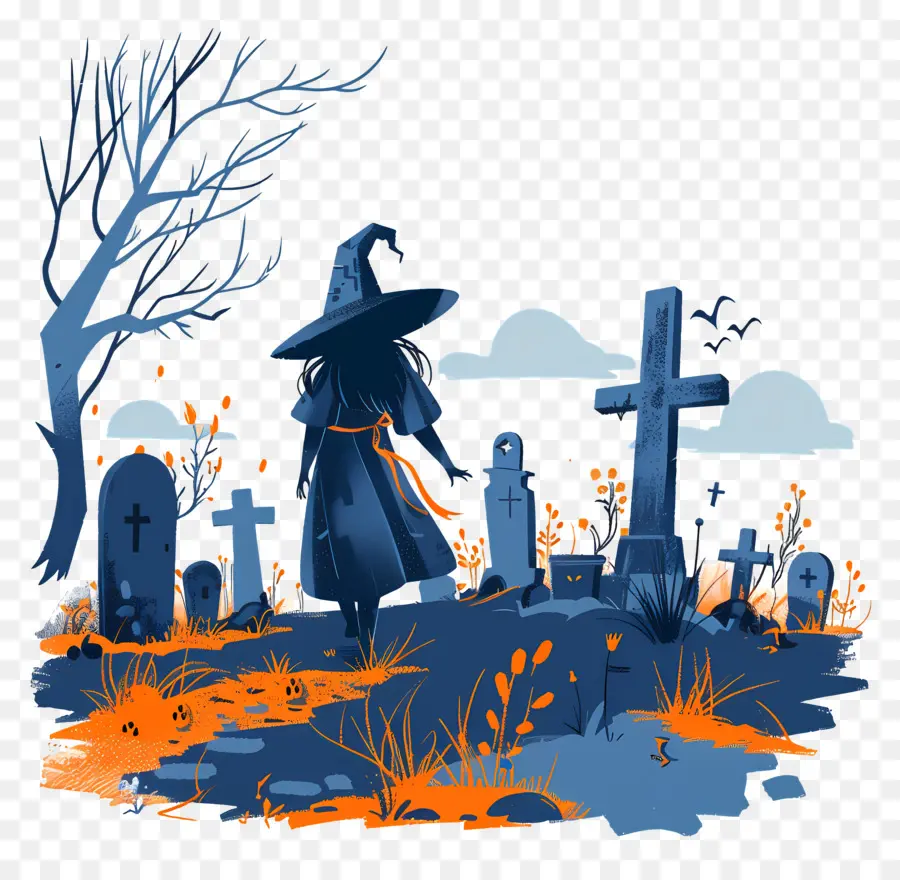 Bruja En El Cementerio，Sombrero De Bruja PNG