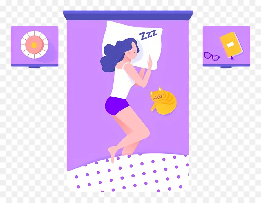 Vista Superior De La Cama，Mujer Dormida PNG