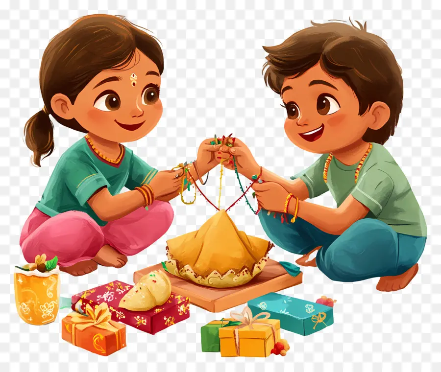 Feliz Raksha Bandhan，Niños PNG