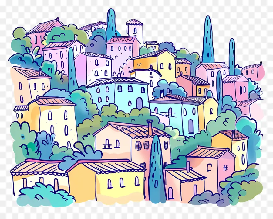 Italia Paisaje，Pueblo Colorido PNG