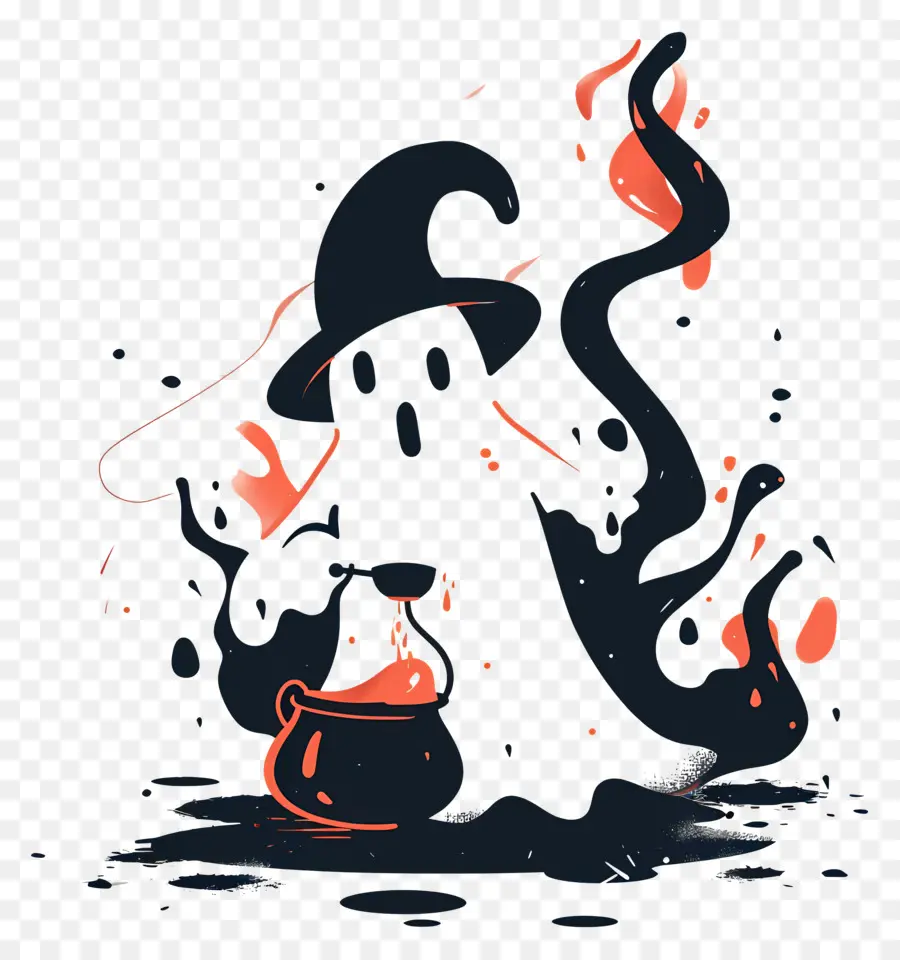 Poción Para Agitar Fantasmas，Fantasma Con Caldero PNG