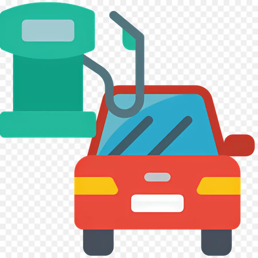 Gasolinera，Coche Rojo PNG