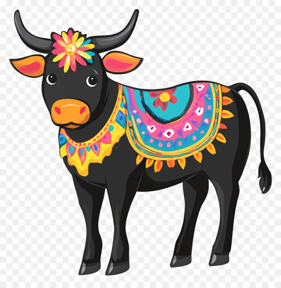 Vaca Pongal，Vaca Decorada PNG