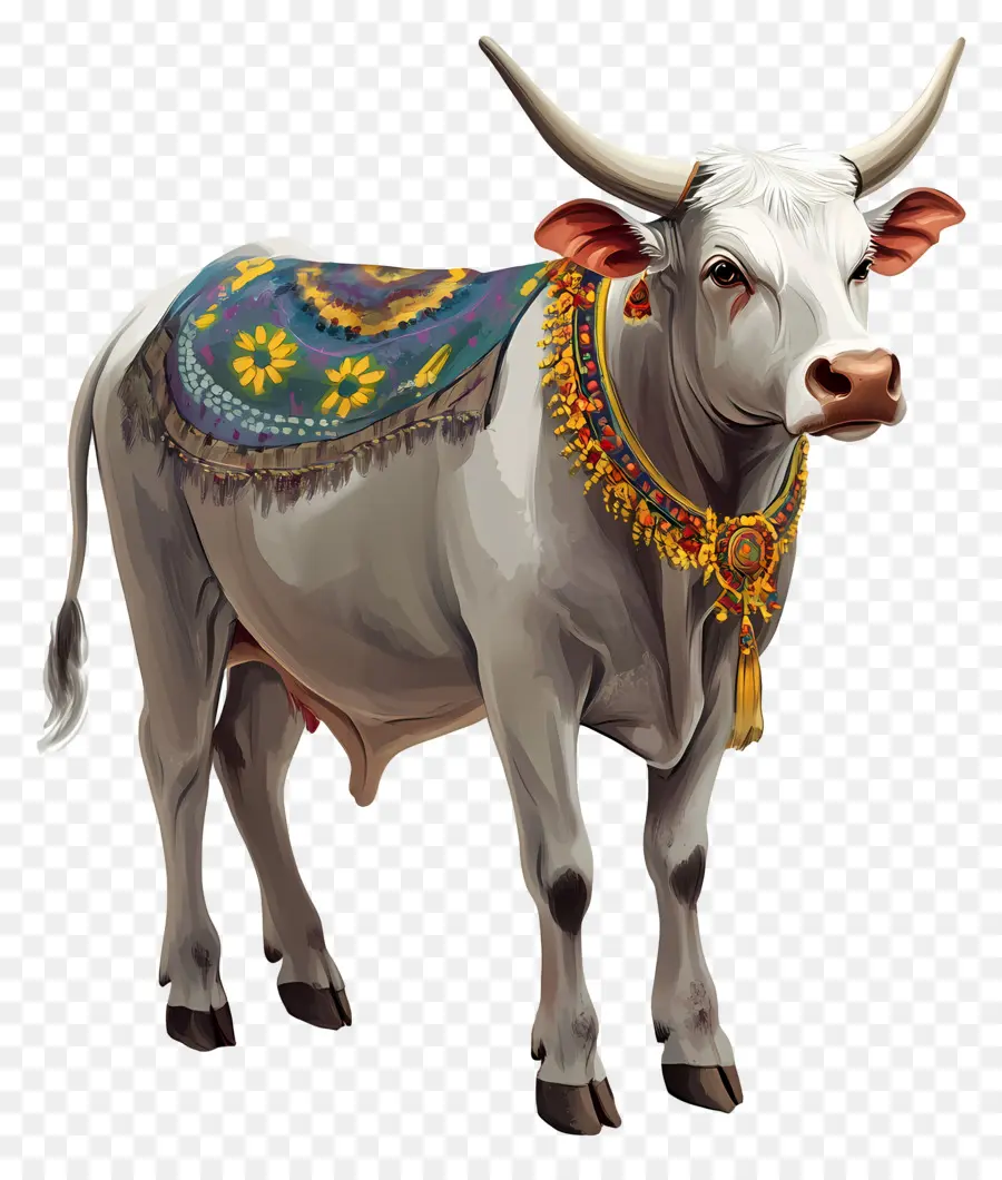 Vaca Pongal，Vaca Decorada PNG