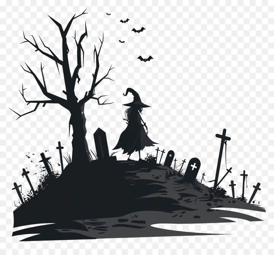 Bruja En El Cementerio，Sombrero De Bruja PNG