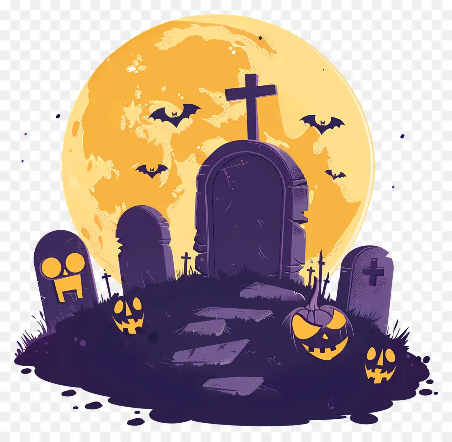 Luna Llena De Halloween，Cementerio De Zombis PNG