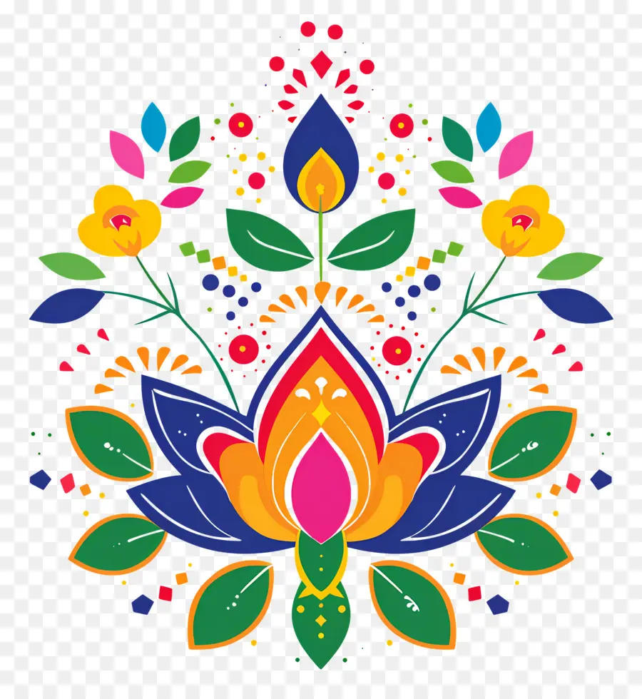 Festival Indio Pongal，Rangoli Colorido PNG