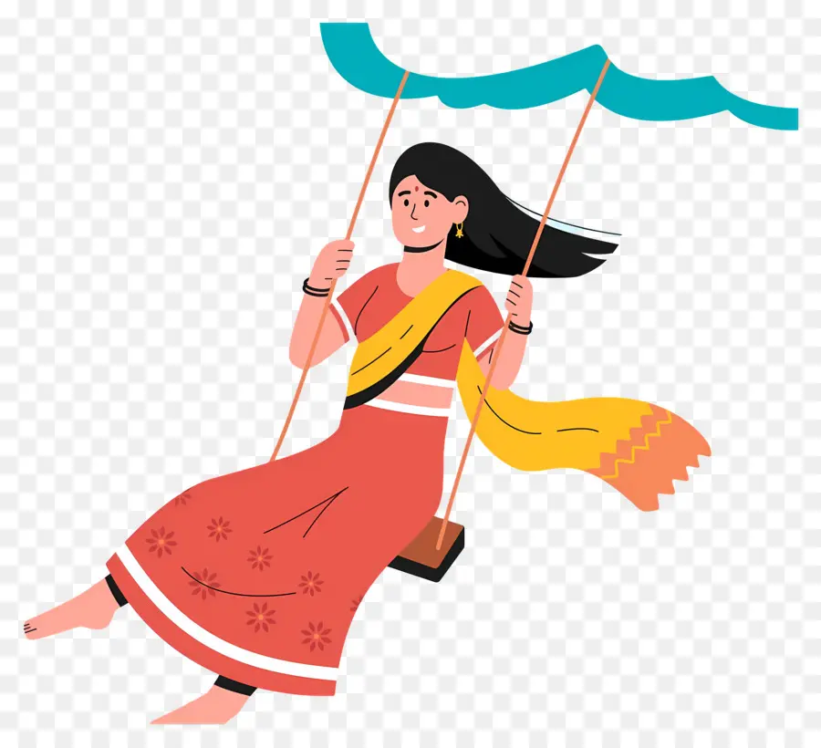 Hartalika Teej，Mujer En Columpio PNG