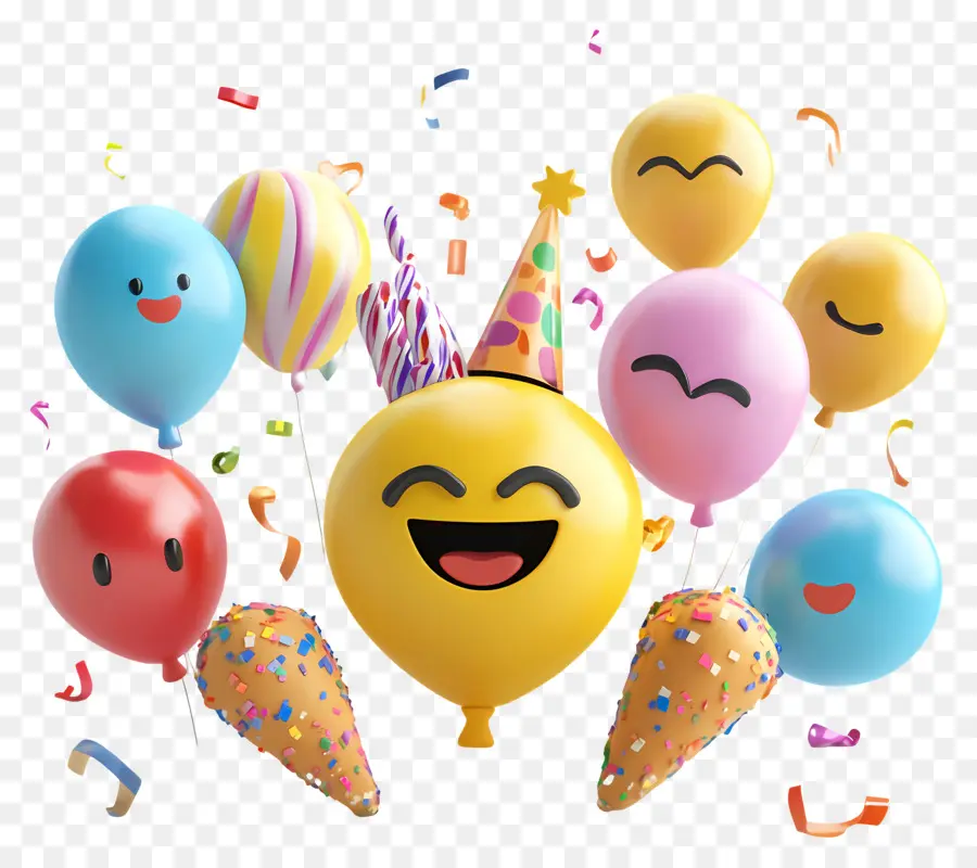 Cumpleaños Emoji，Globos Emojis PNG