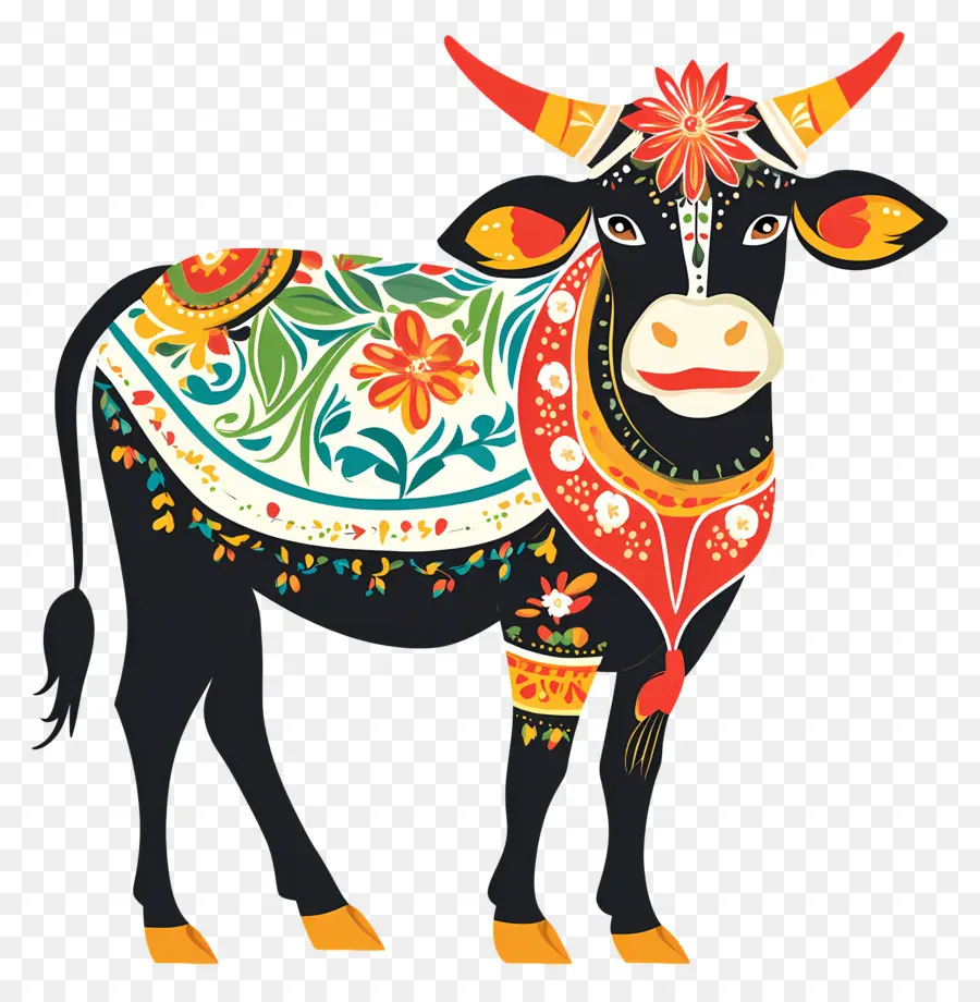 Vaca Pongal，Vaca Decorada PNG