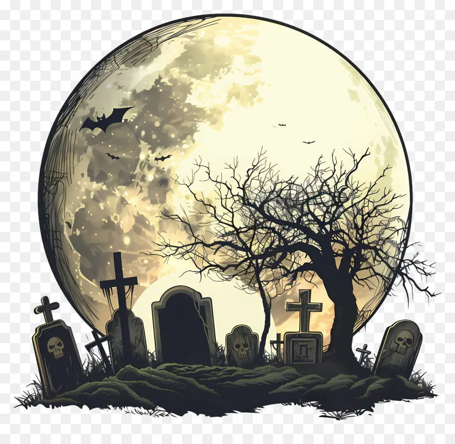 Luna Llena De Halloween，Cementerio PNG