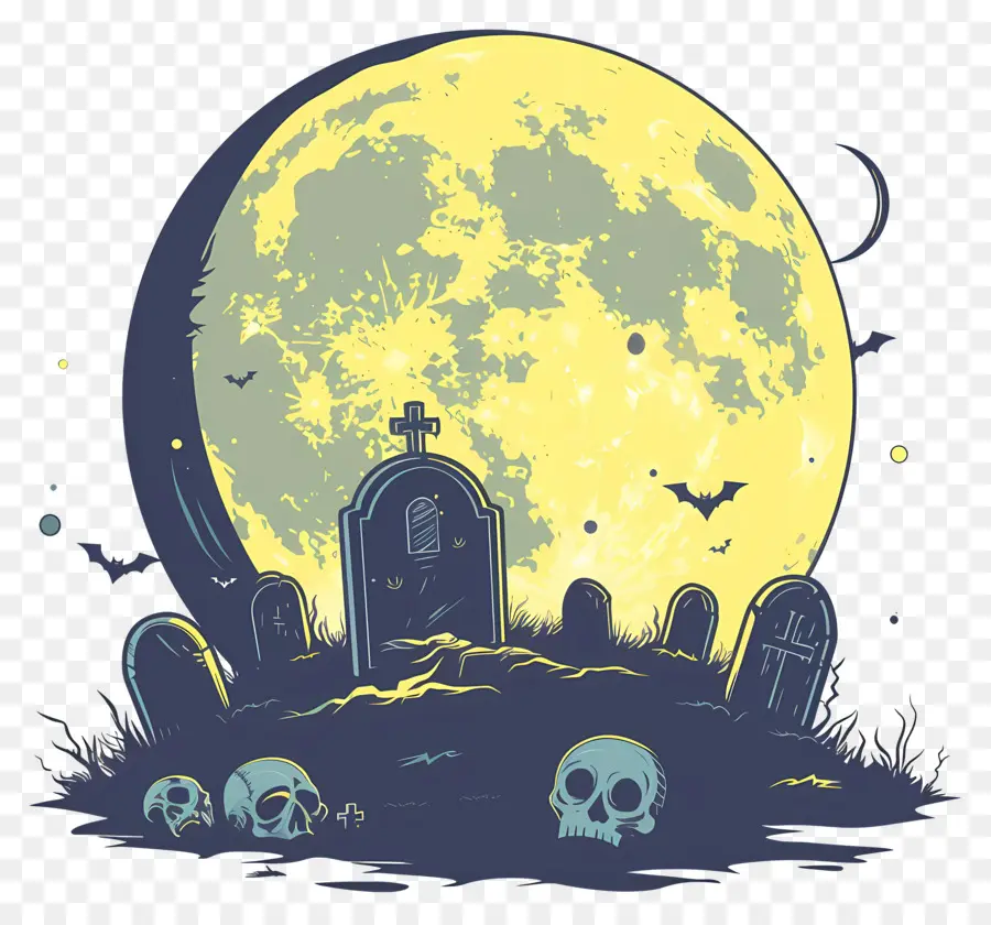 Luna Llena De Halloween，Cementerio PNG