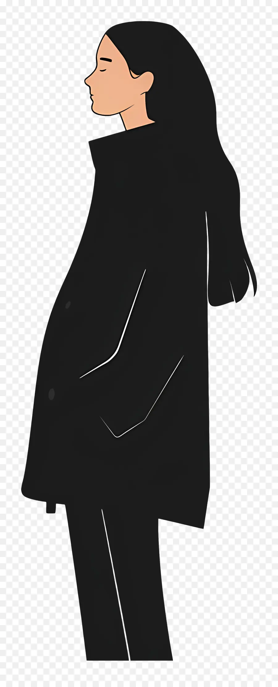 Mujer En Traje Negro，Mujer En Abrigo Negro PNG