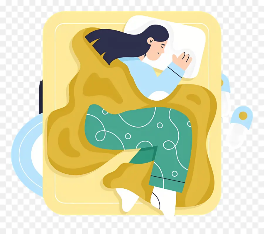 Vista Superior De La Cama，Mujer Dormida PNG