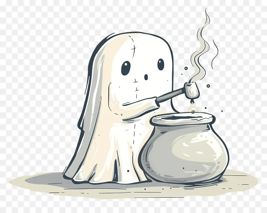 Poción Para Agitar Fantasmas，Lindo Fantasma Cocinando PNG