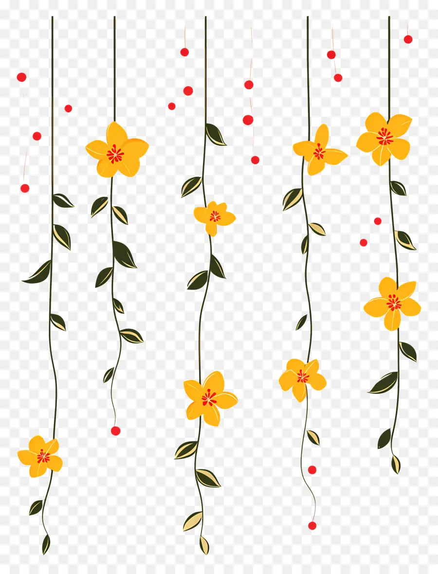 Flores Colgantes，Amarillo PNG