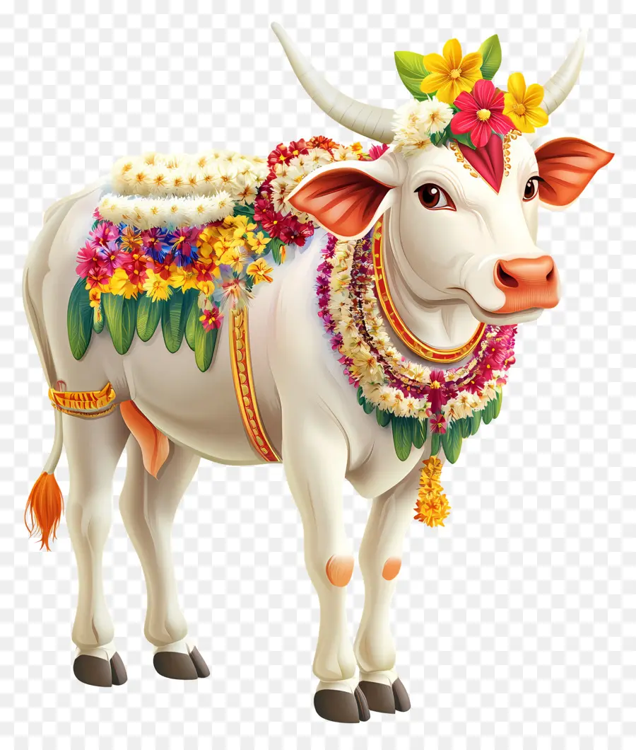 Vaca Pongal，Vaca Decorada PNG