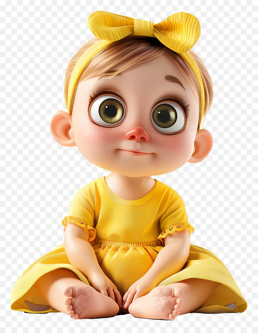 Niña，Vestido Amarillo PNG