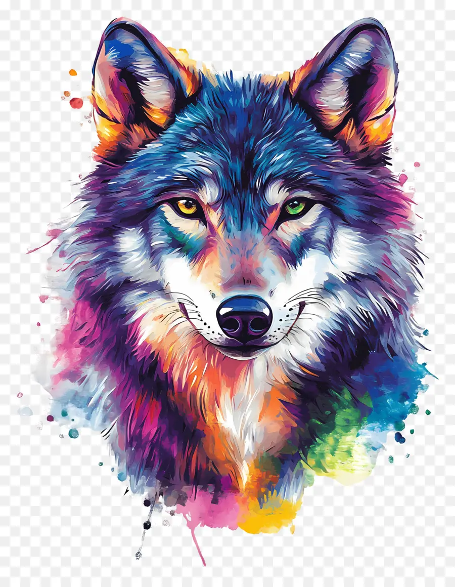 Lobo Fresco，Lobo Colorido PNG