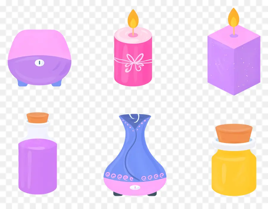 Elementos De Aromaterapia，Velas Y Difusores PNG