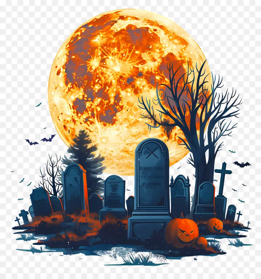 Luna Llena De Halloween，Cementerio PNG