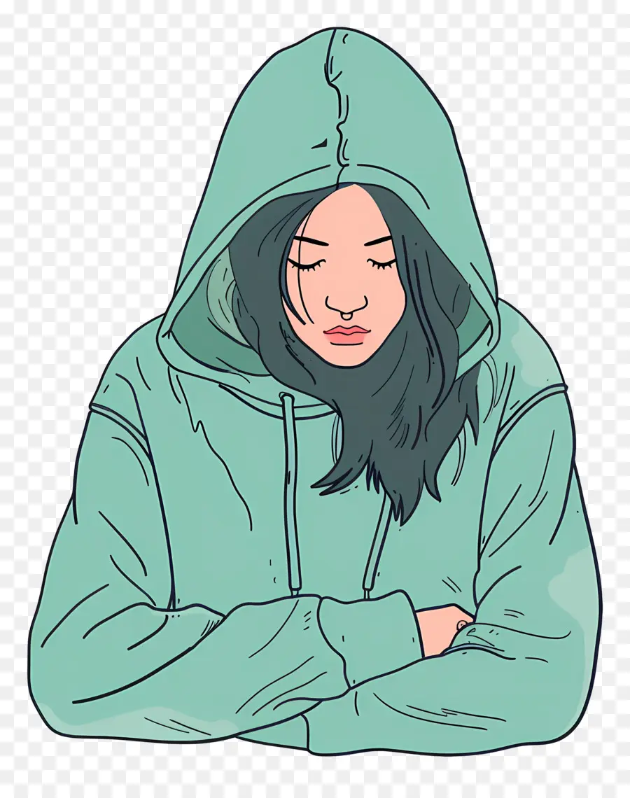 Mujer En Sudadera Con Capucha，Chica Con Capucha PNG