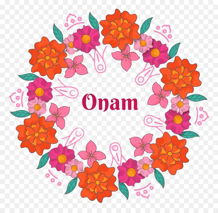 Feliz Onam，Corona De Flores PNG