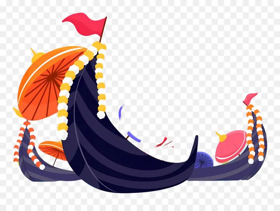 Feliz Onam，Barco Decorado PNG