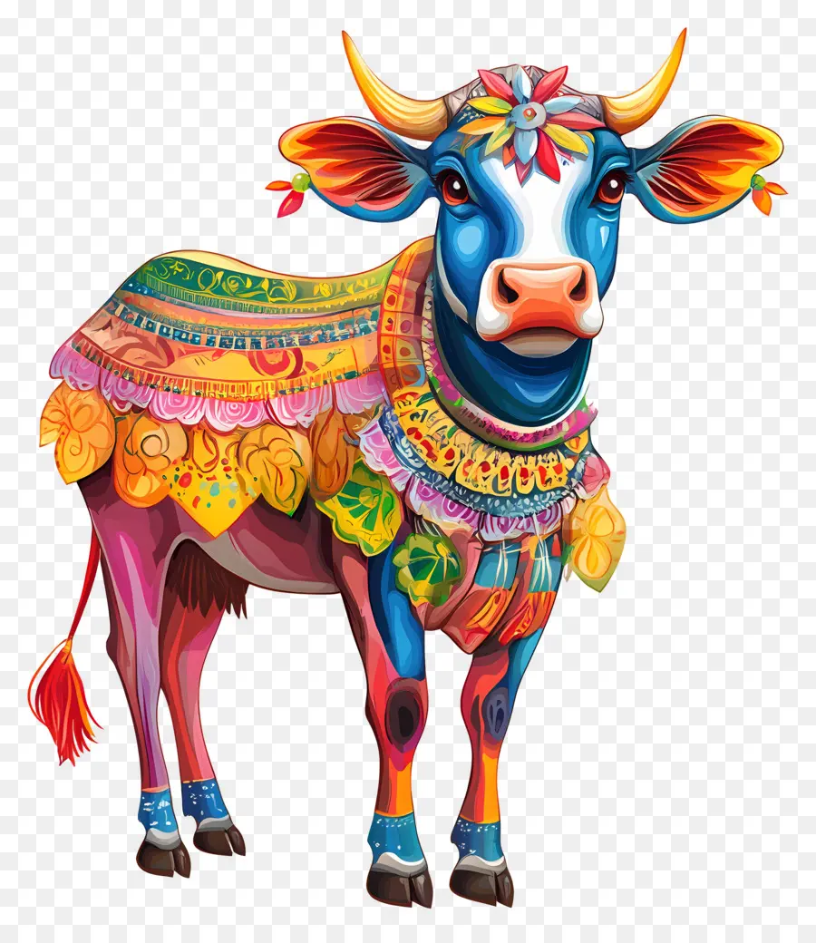 Vaca Pongal，Vaca Decorada PNG