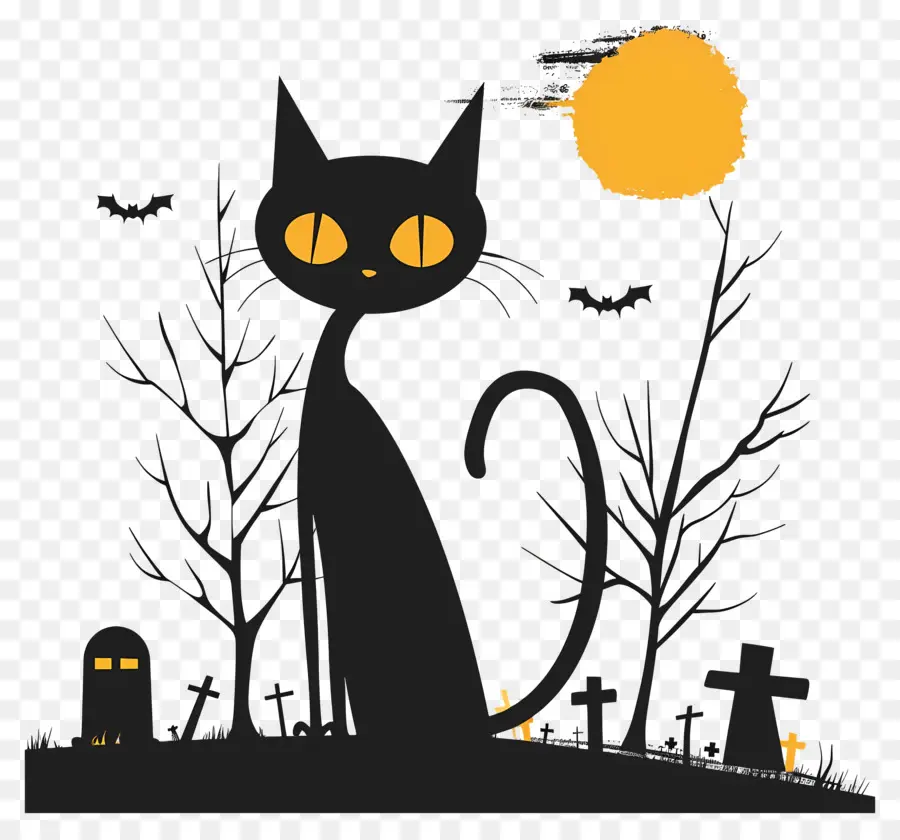 Gato Negro De Halloween，Gato Negro PNG