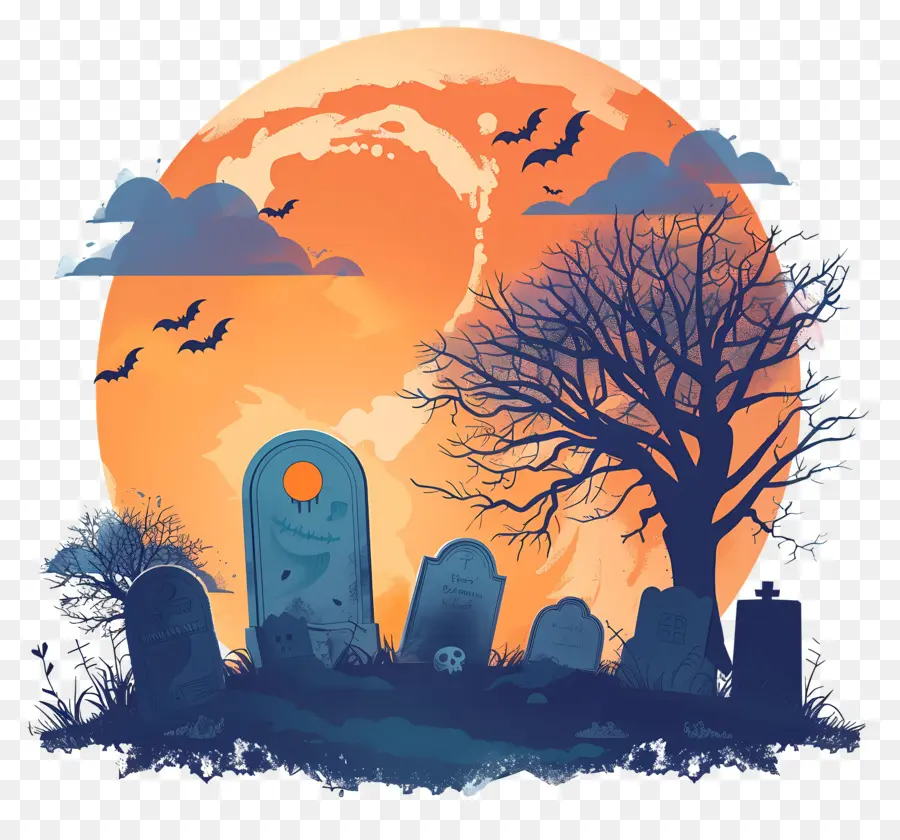 Luna Llena De Halloween，Cementerio PNG