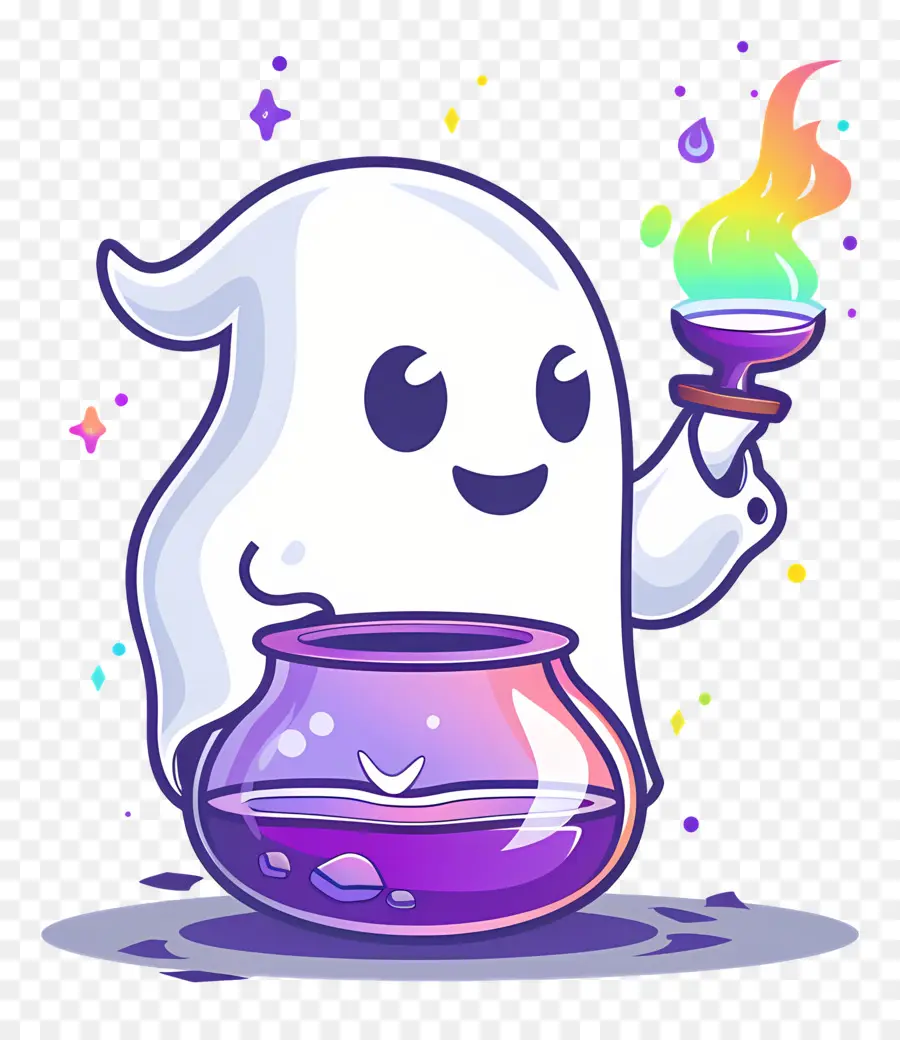 Poción Para Agitar Fantasmas，Lindo Fantasma Con Poción PNG