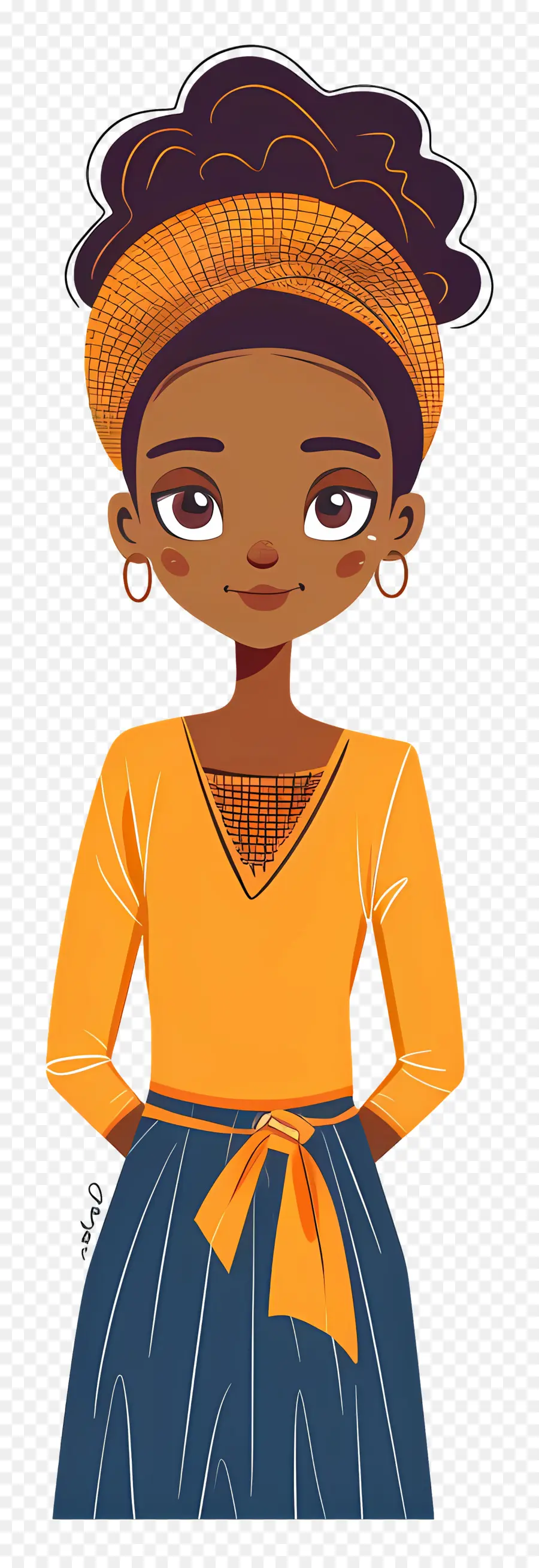 Mujer Africana，Mujer En Vestido Naranja PNG