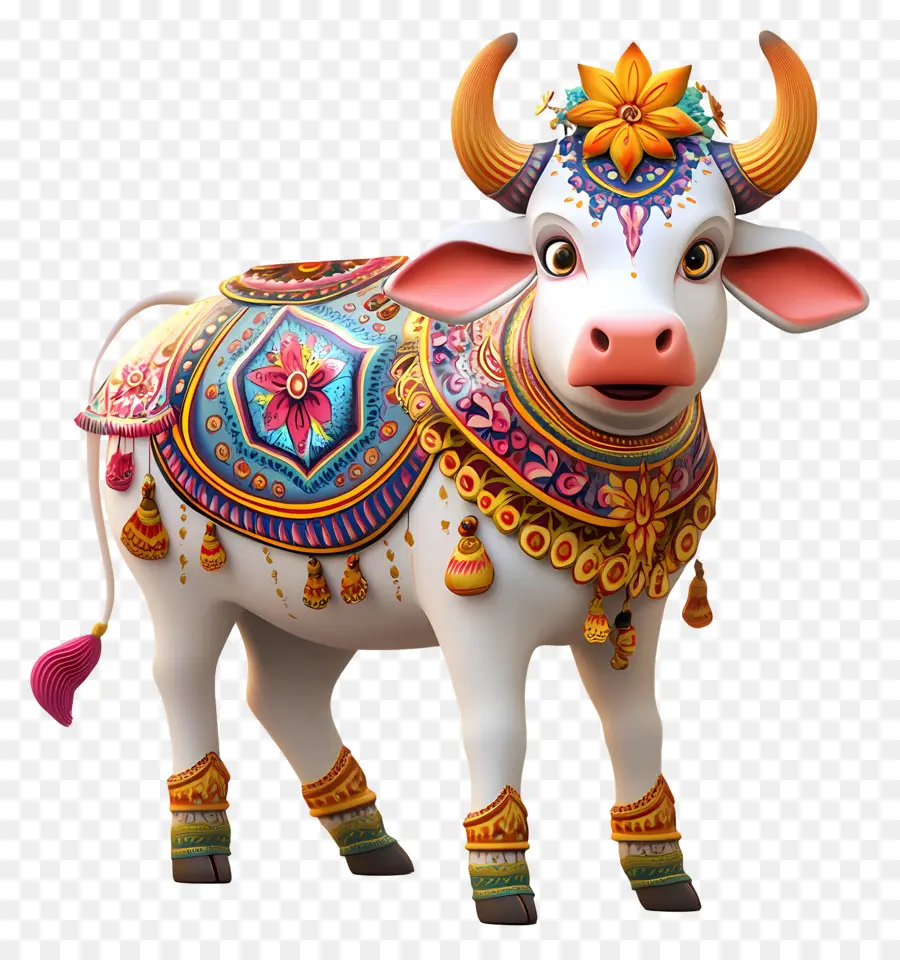 Vaca Pongal，Vaca Decorada PNG