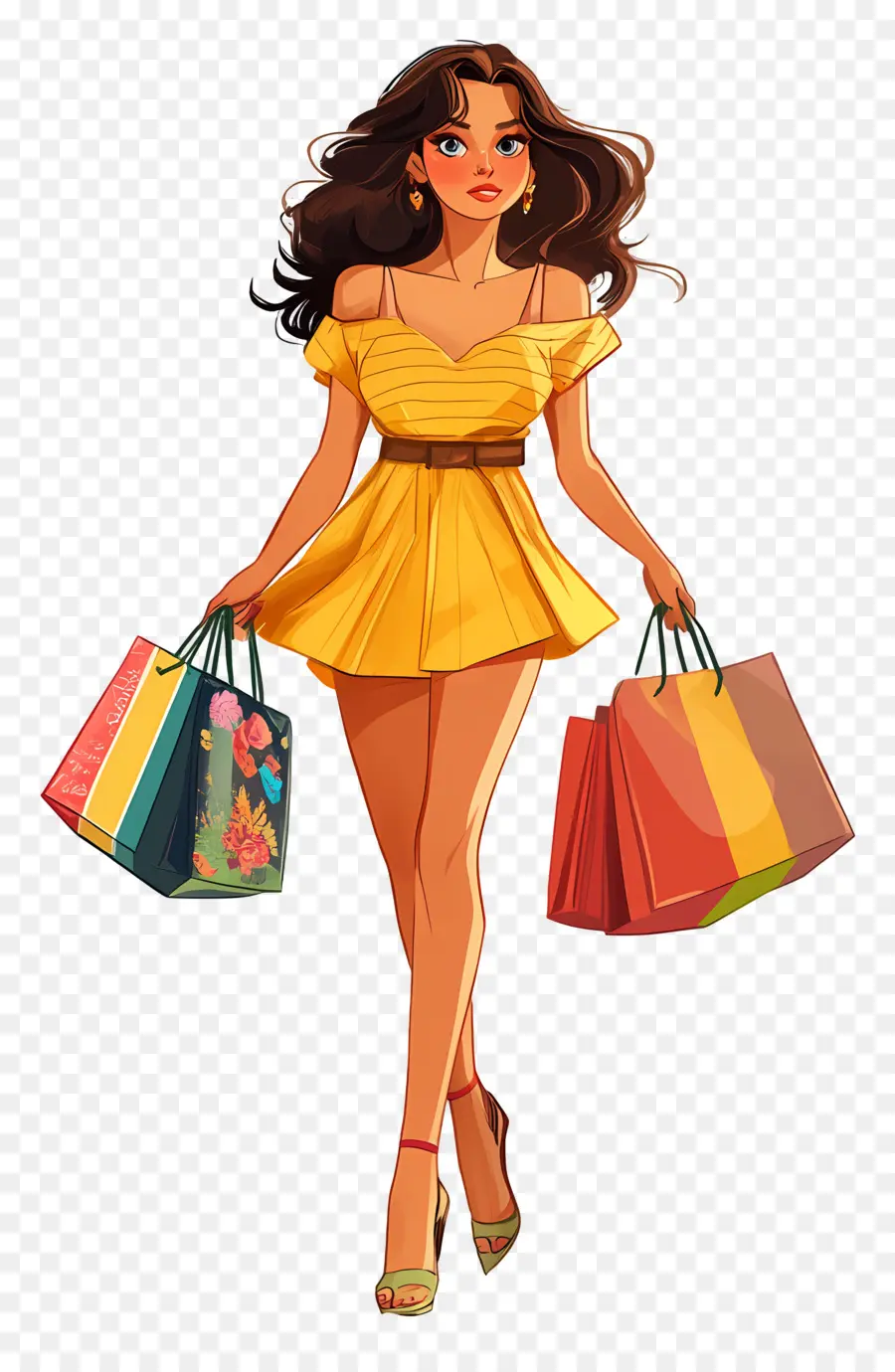 Chica De Compras，Bolsas De Compras PNG