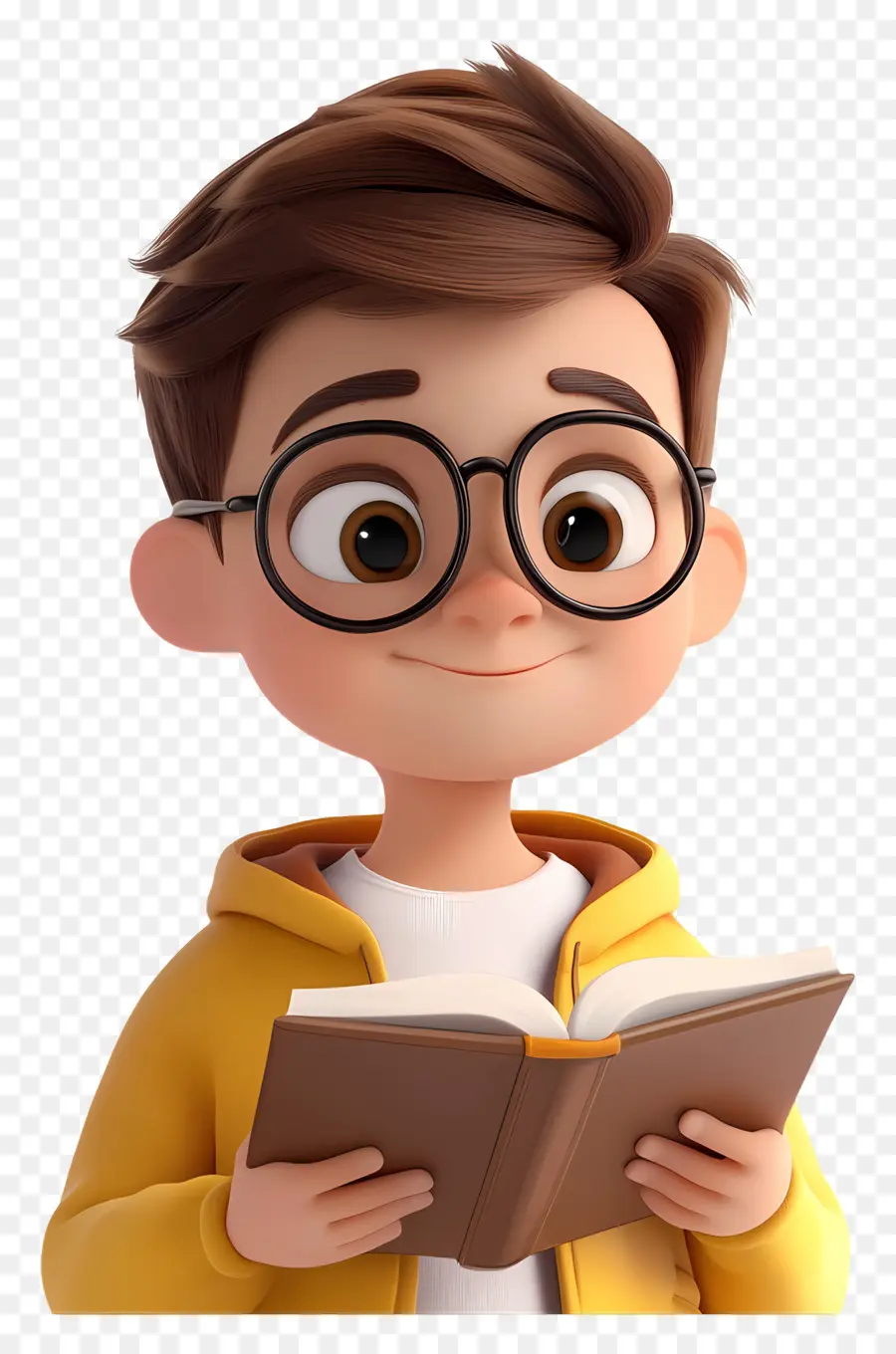 Estudiante Animado，Niño Leyendo PNG