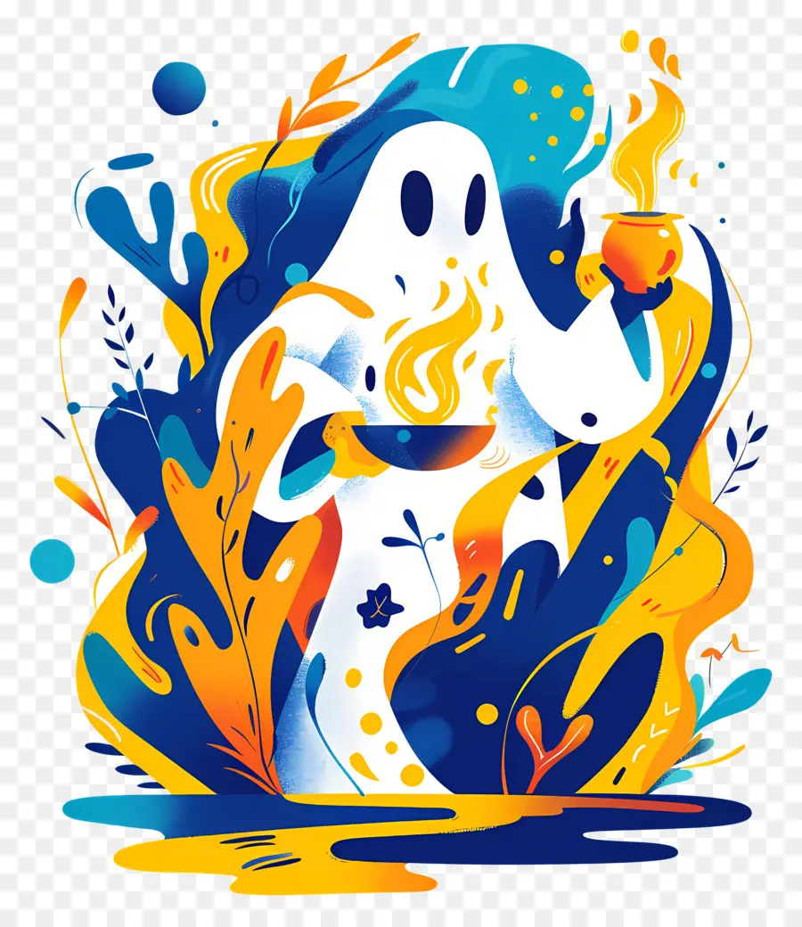 Poción Para Agitar Fantasmas，Fantasma Colorido PNG