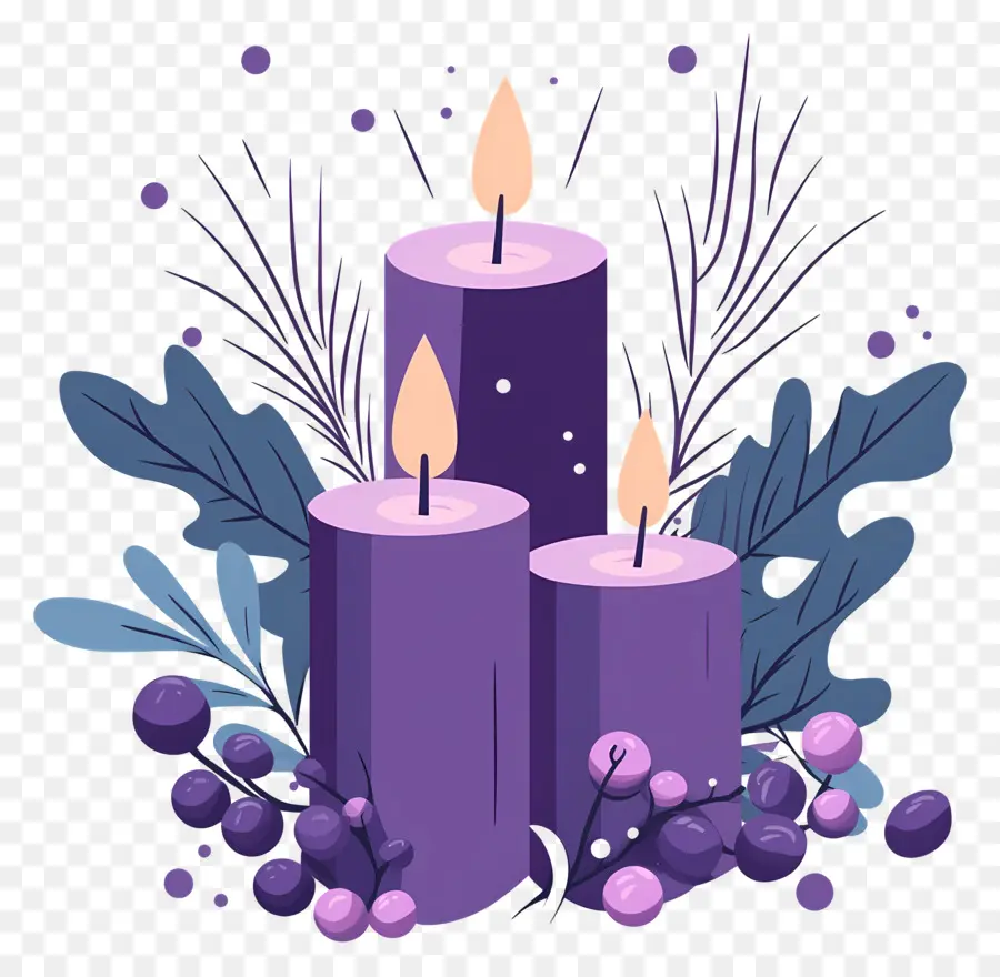 Velas De Adviento，Velas Moradas PNG