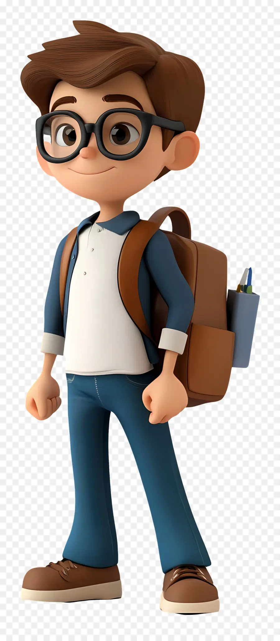 Estudiante Animado，Niño Con Bolsa PNG